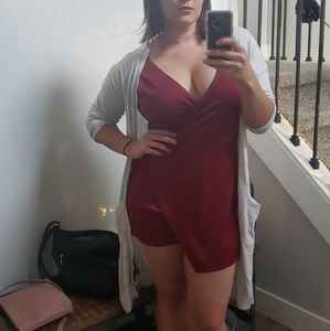 Low-cut Red Romper